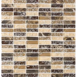 Mosani MOS87-S1255, Mosaique, Verre, pierre, Beige, Intérieure, Rectangle, 300 mm