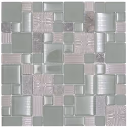 Mosani MOS88-MC669, Mosaique, Verre, pierre, Gris, Intérieure, Rectangle, 300 mm