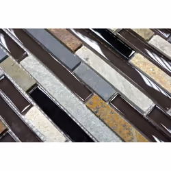 Mosani MOS86-0206 carreau Mosaique Noir, Gris, Beige, Marron