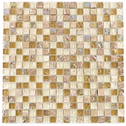 Mosani MOS92-1213, Mosaique, Verre, pierre, Beige, Marron, Intérieure, Rectangle, 300 mm