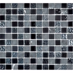 Mosani MOS62-0302-GN, Mosaique, Verre, pierre, Noir, Gris, Intérieure, Rectangle, 327 mm