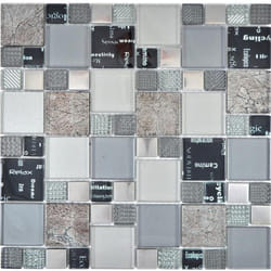 Mosani MOS88-0317 carreau Mosaique Noir, Gris, Argent