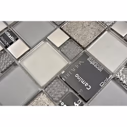 Mosani MOS88-0317 carreau Mosaique Noir, Gris, Argent
