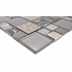 Mosani MOS88-0317 carreau Mosaique Noir, Gris, Argent