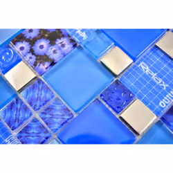 Mosani MOS88-0417 carreau Mosaique Bleu, Argent