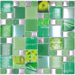 Mosani MOS88-0517 carreau Mosaique Argent, Vert