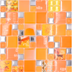 Mosani MOS88-0817, Mosaique, Verre, Argent, Intérieure, Rectangle, 298 mm