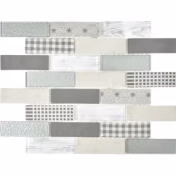 Mosani MOS88-R002, Mosaique, Verre, Gris, Intérieure, Rectangle, 297 mm