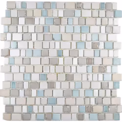 Mosani MOS85-0212, Mosaique, Verre, Gris, Beige, Intérieure, Rectangle, 317 mm