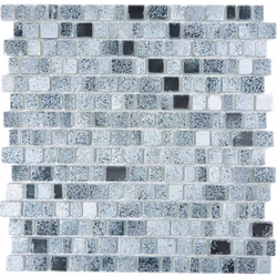 Mosani MOS85-0203, Mosaique, Verre, Noir, Gris, Intérieure, Rectangle, 317 mm