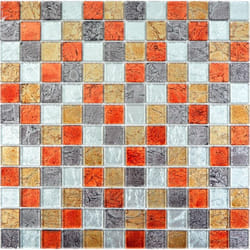 Mosani MOS63-71739 carreau Mosaique Noir, Or, Argent, Rouge