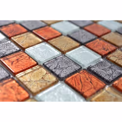 Mosani MOS63-71739 carreau Mosaique Noir, Or, Argent, Rouge