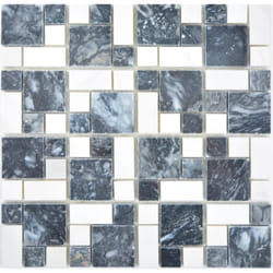 Mosani MOS88-0302 carreau Mosaique Noir, Blanc