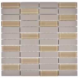 Mosani MOS24-0212-R10, Mosaique, Verre, Gris, Intérieure, Rectangle, 297 mm