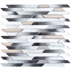 Mosani MOS86-0203, Mosaique, Verre, Noir, Argent, Intérieure, Rectangle, 300 mm