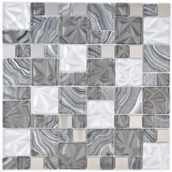 Mosani MOS88-1702 carreau Mosaique Noir, Gris