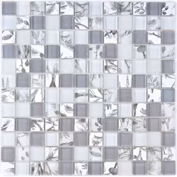 Mosani MOS74-2000, Mosaique, Verre, Blanc, Intérieure, Rectangle, 298 mm