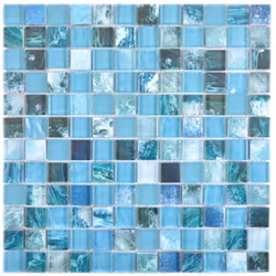 Mosani MOS74-0605, Mosaique, Verre, Bleu, Vert, Intérieure, Rectangle, 298 mm