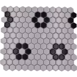 Mosani MOS11A-0113G, Mosaique, Vitrocéramique, Noir, Blanc, Intérieure, Rectangle, 260 mm