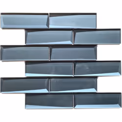 Mosani MOS88-XB05, Mosaique, Verre, Gris, Bleu, Intérieure, Rectangle, 300 mm