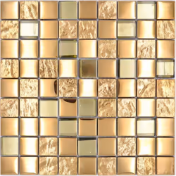 Mosani MOS88-XCG03, Mosaique, Verre, Or, Intérieure, Rectangle, 300 mm