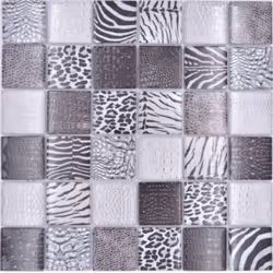 Mosani MOS78-W28, Mosaique, Verre, Noir, Intérieure, Rectangle, 298 mm