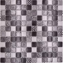 Mosani MOS68-WL24, Mosaique, Verre, Noir, Intérieure, Rectangle, 298 mm