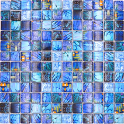 Mosani MOS68-WL74, Mosaique, Verre, Bleu, Turquoise, Intérieure, Rectangle, 298 mm