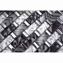 Mosani MOS83-MW10 carreau Mosaique Noir, Gris, Argent