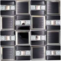 Mosani MOS88-SQ78 carreau Mosaique Noir, Argent