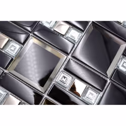 Mosani MOS88-SQ78 carreau Mosaique Noir, Argent