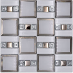 Mosani MOS88-SQ98 carreau Mosaique Blanc, Argent