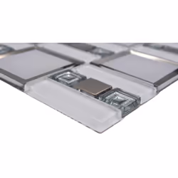 Mosani MOS88-SQ98 carreau Mosaique Blanc, Argent