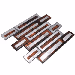 Mosani MOS88-W1 carreau Mosaique Gris, Argent, Rouge