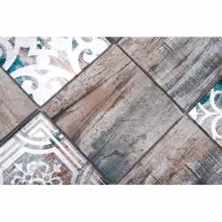 Mosani MOS160-W950 carreau Mosaique Gris, Marron, Vert