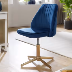 Chaise De Bureau Velours FineBuy - Bleu - Pivotant - 80-100 cm - Chaise Coquille