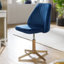 Chaise De Bureau Velours FineBuy - Bleu - Pivotant - 80-100 cm - Chaise Coquille