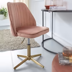 Chaise de bureau pivotante en velours rose - FINEBUY - Coque design - Réglable en hauteur - 120 kg