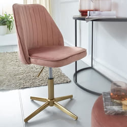 Chaise de bureau pivotante en velours rose - FINEBUY - Coque design - Réglable en hauteur - 120 kg