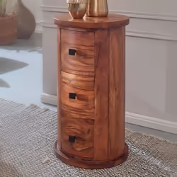 Buffet en bois massif Sheesham avec tiroirs - FineBuy - Ø 35 cm - Marron - Laqué - 65 cm