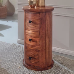 Buffet en bois massif Sheesham avec tiroirs - FineBuy - Ø 35 cm - Marron - Laqué - 65 cm