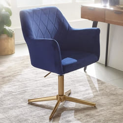 Chaise De Bureau Velours Fauteuil Pivotant Chaise Coquille Bleu - FINEBUY - 97 cm - 120 kg