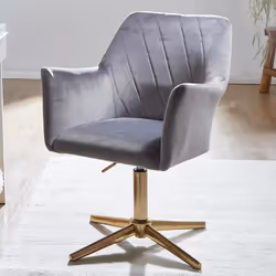 FineBuy Chaise De Bureau 80 - 97 cm Velours Fauteuil Pivotant Chaise Coquille [Gris]
