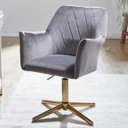 FineBuy Chaise De Bureau 80 - 97 cm Velours Fauteuil Pivotant Chaise Coquille [Gris]