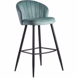 Tabouret de Bar en Velours - FINEBUY - Design Moderne - Vert clair - Hauteur 76 cm