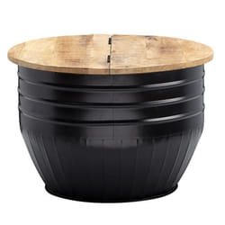FineBuy Table Basse Bois Massif 60x41x60 cm Table dappoint Table de salon Rond