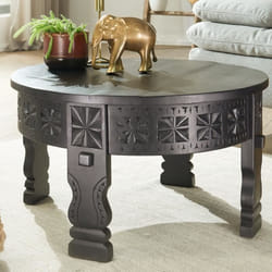 FineBuy table basse table de salon table en bois massif table basse de salon ronde [60 cm]