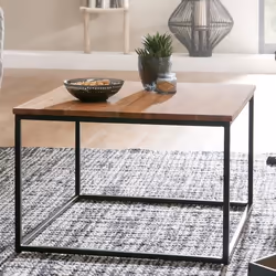 FineBuy Table Basse de Salon 60x60x41cm Table Canapé Bois Metal Industriel Carré