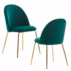 Chaises de salle à manger en velours vert - FINEBUY - Design scandinave - Lot de 2