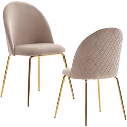FineBuy Ensemble de 2 Chaises de salle à manger Velours Chaises de Cuisine Tissu [Beige]